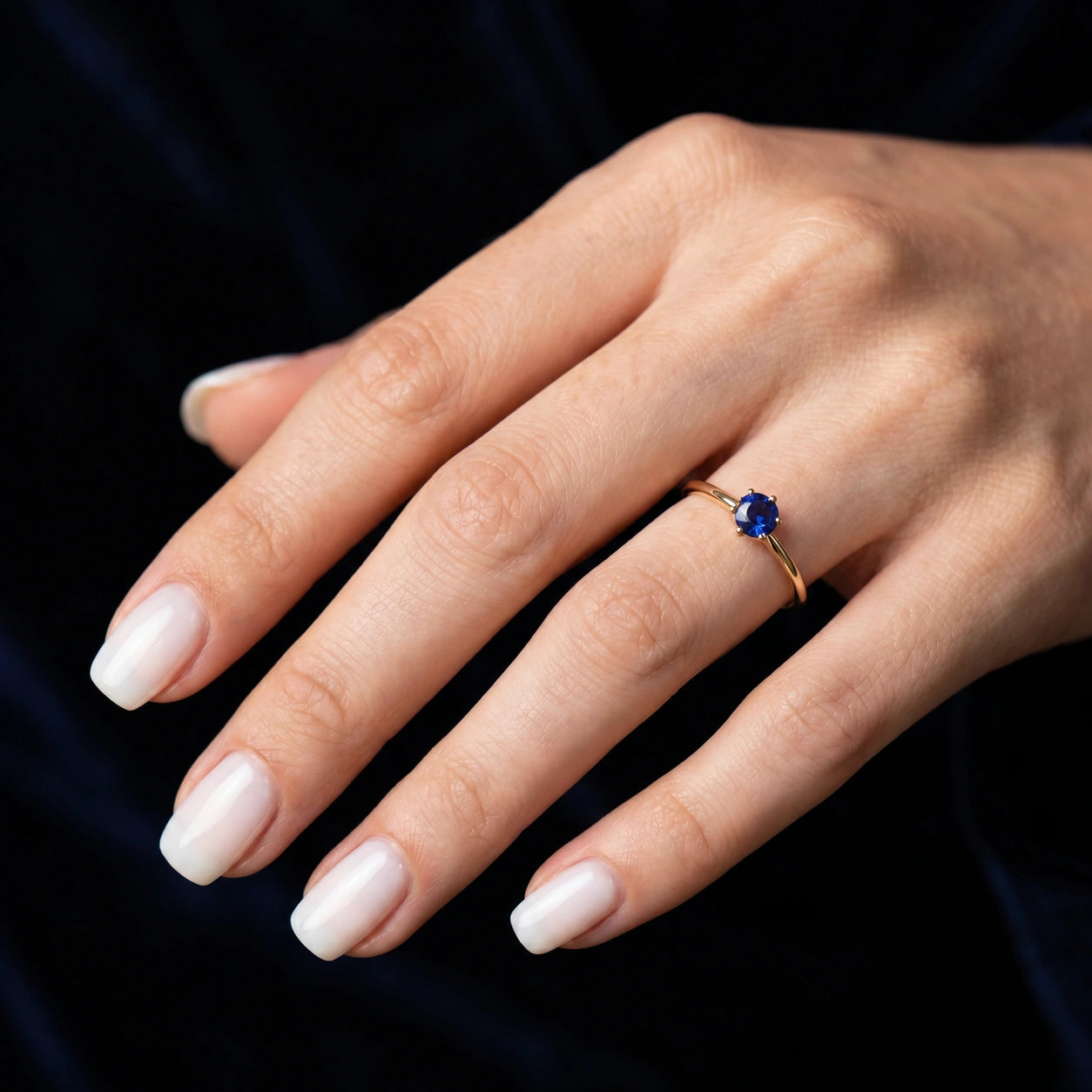 Yellow Gold Ring Sapphire 10K — Eufemia