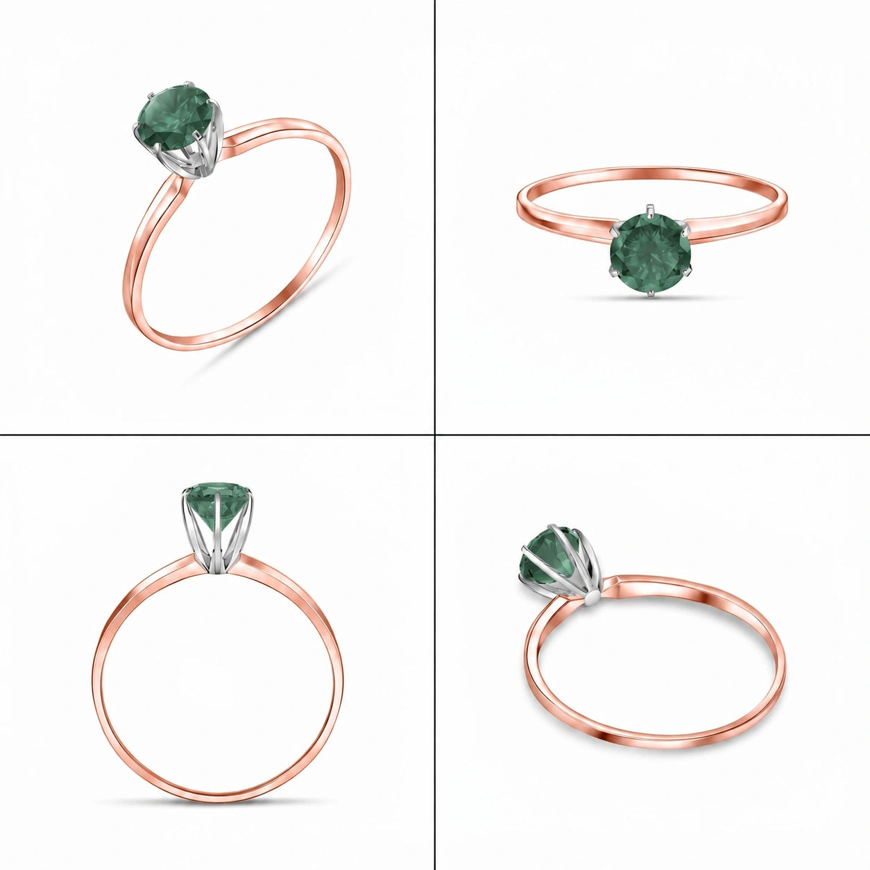 Rose Gold Ring Emerald 10K — Eufemia