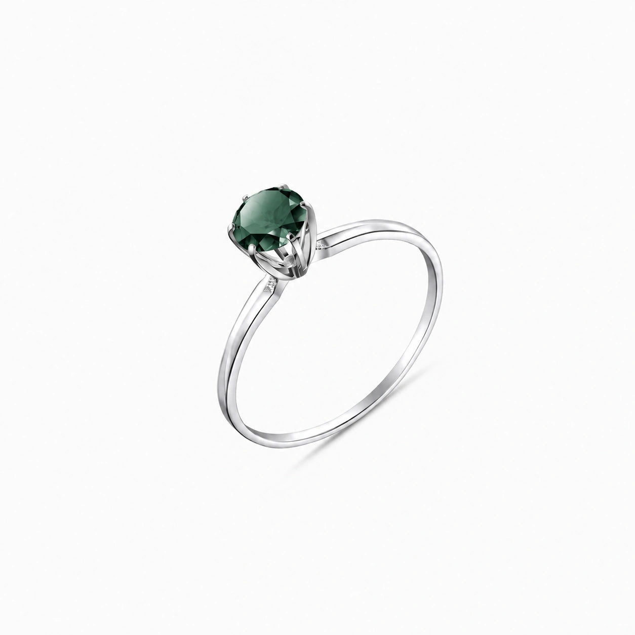 White Gold Ring Emerald 10K — Eufemia