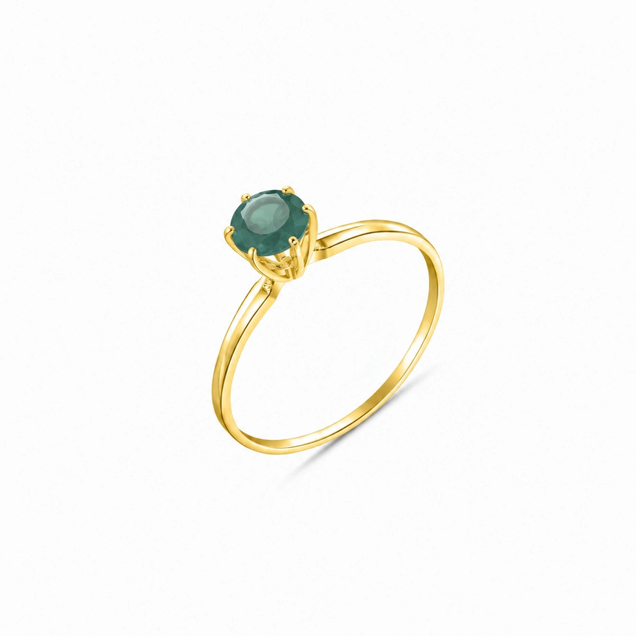 Yellow Gold Ring Emerald 10K — Eufemia