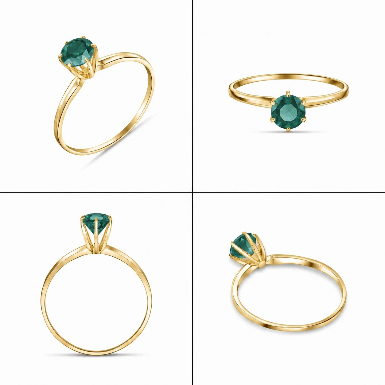 Yellow Gold Ring Emerald 10K — Eufemia