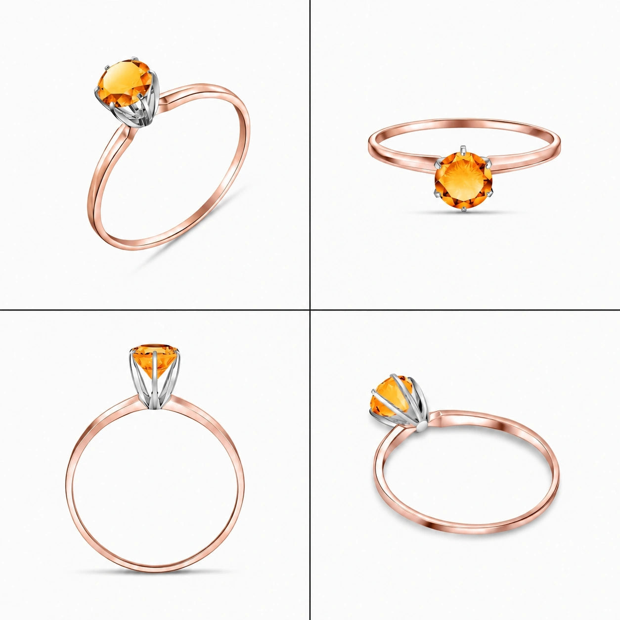 Rose Gold Ring Citrine 10K — Eufemia