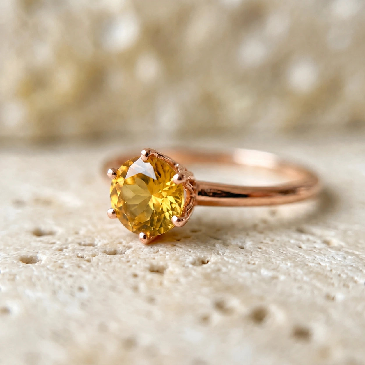 Rose Gold Ring Citrine 10K — Eufemia