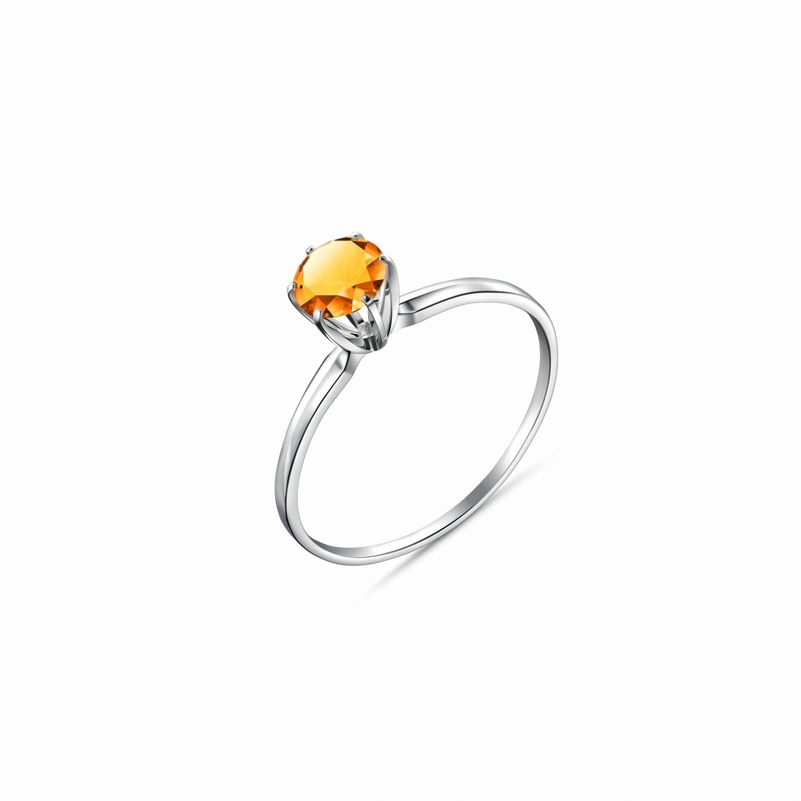 White Gold Ring Citrine 10K — Eufemia