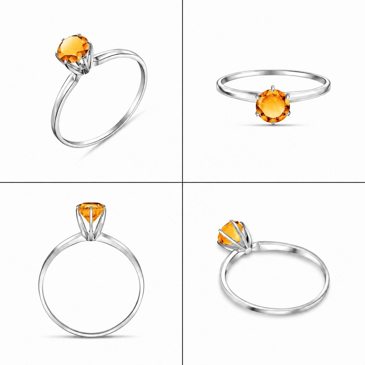 White Gold Ring Citrine 10K — Eufemia
