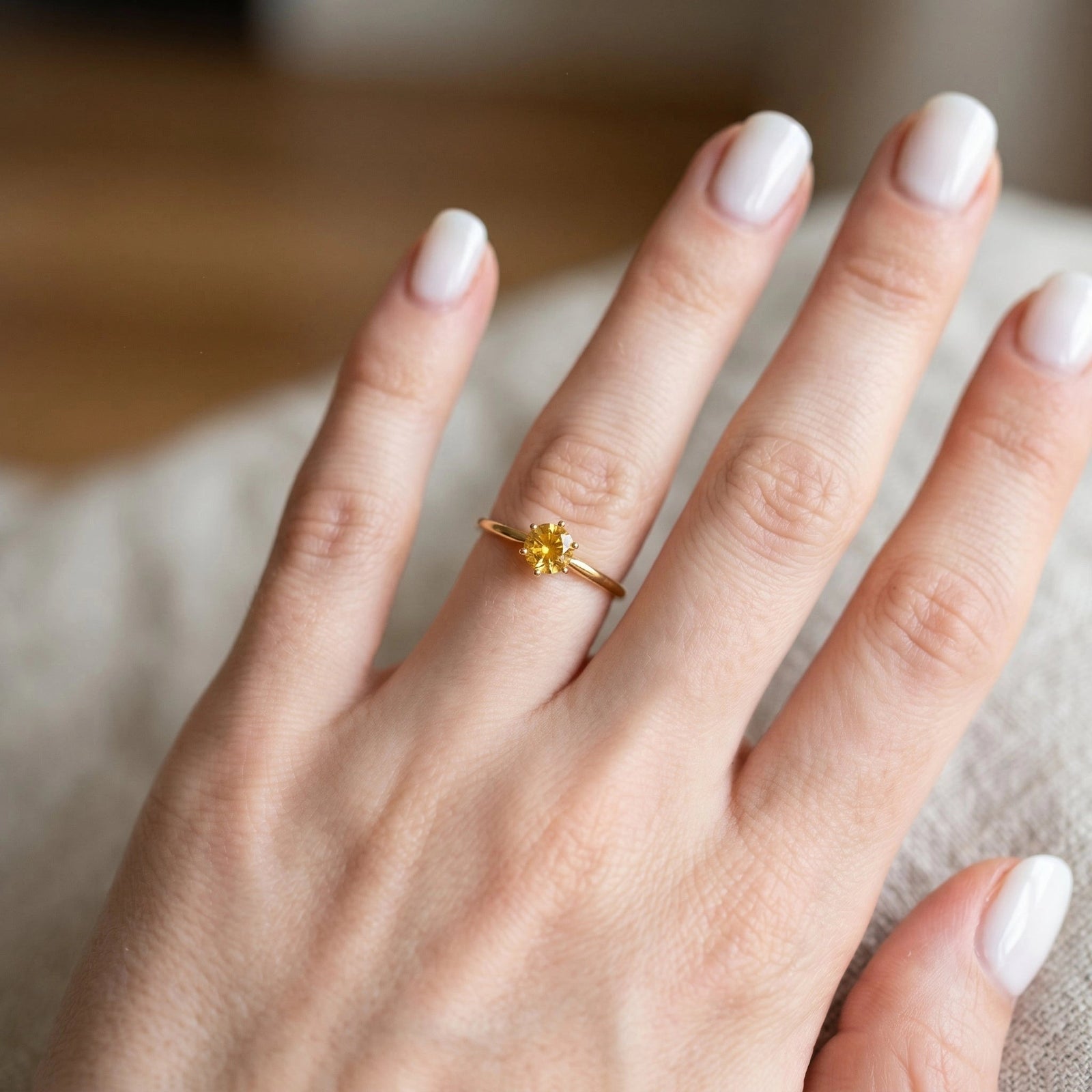 Yellow Gold Ring Citrine 10K — Eufemia