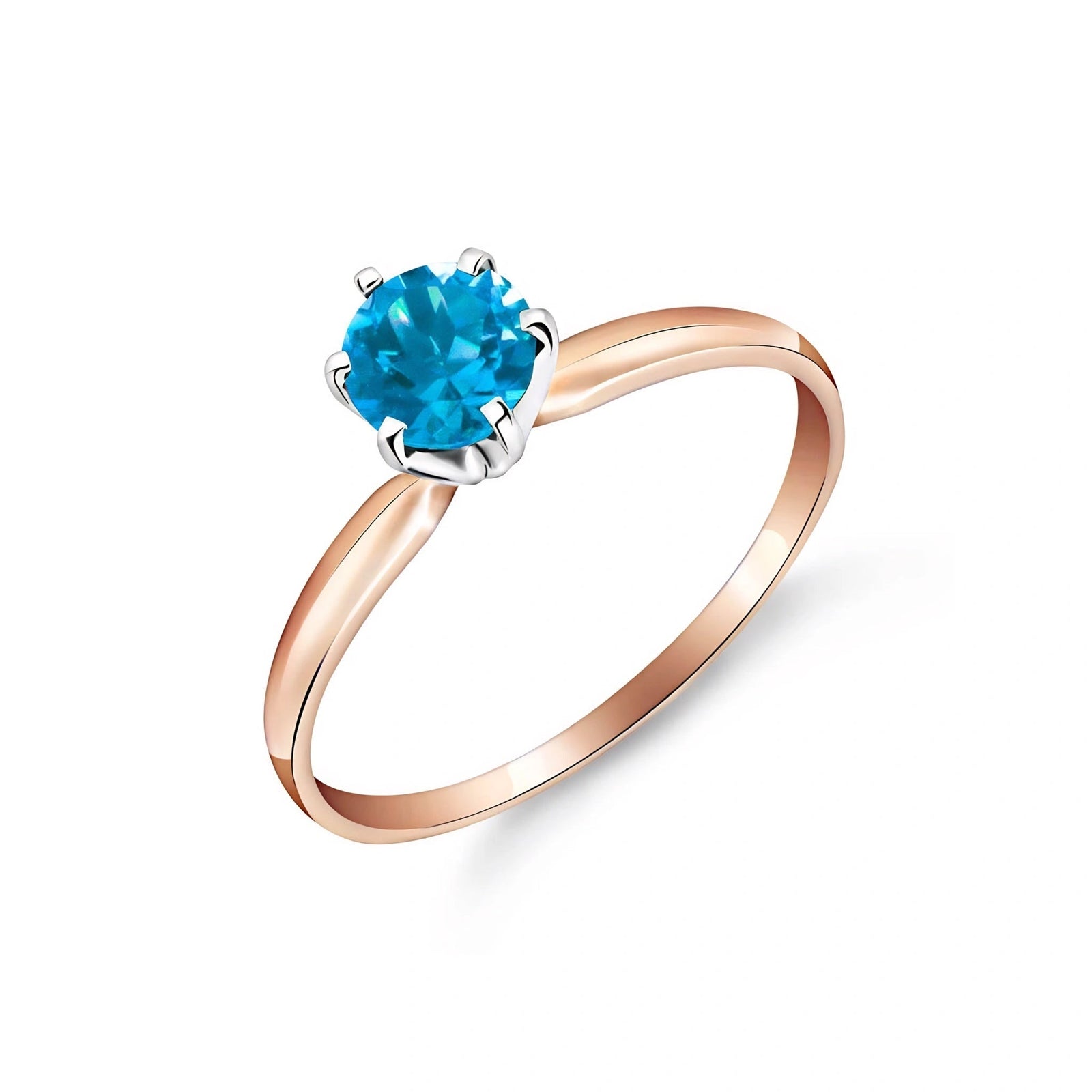 Rose Gold Ring Blue Topaz 10K — Eufemia