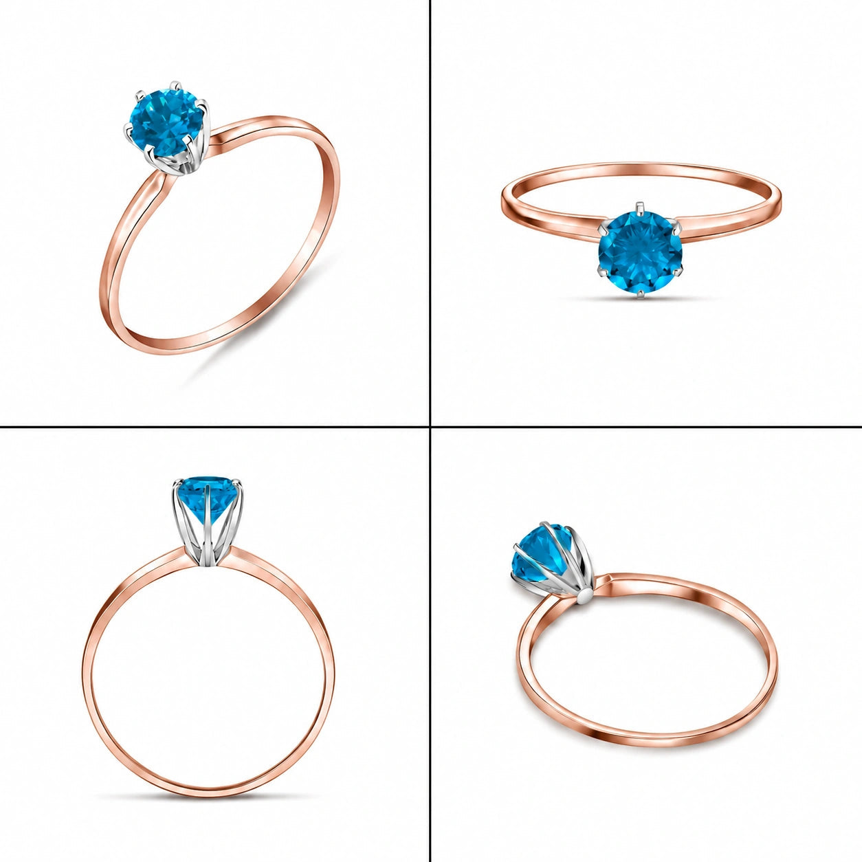Rose Gold Ring Blue Topaz 10K — Eufemia