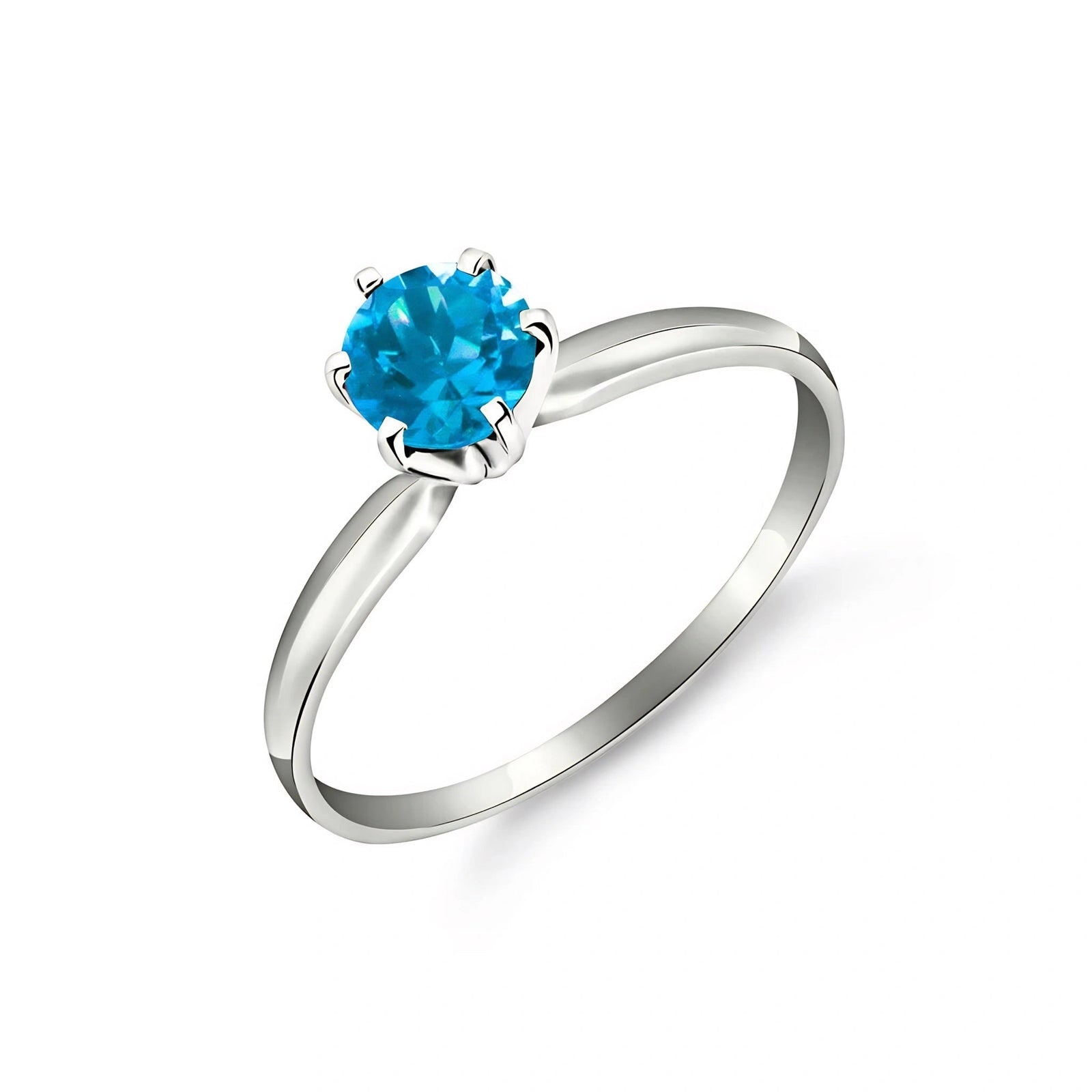 White Gold Ring Blue Topaz 10K — Eufemia