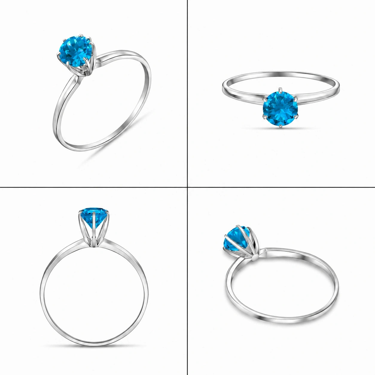 White Gold Ring Blue Topaz 10K — Eufemia