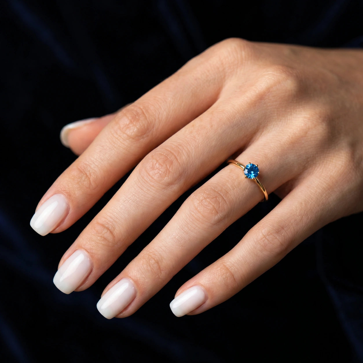 Yellow Gold Ring Blue Topaz 10K — Eufemia