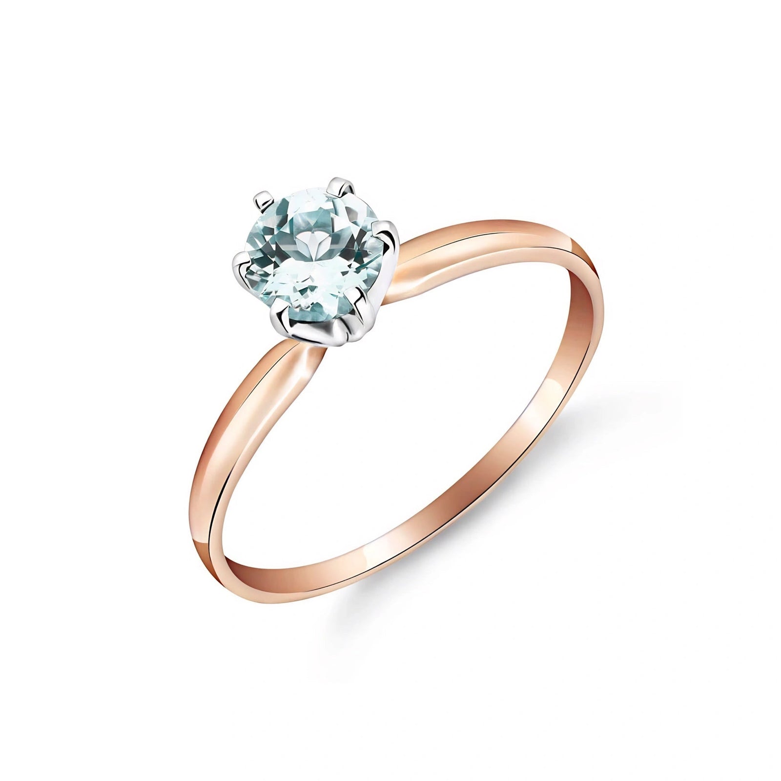 Rose Gold Ring Aquamarine 10K — Eufemia