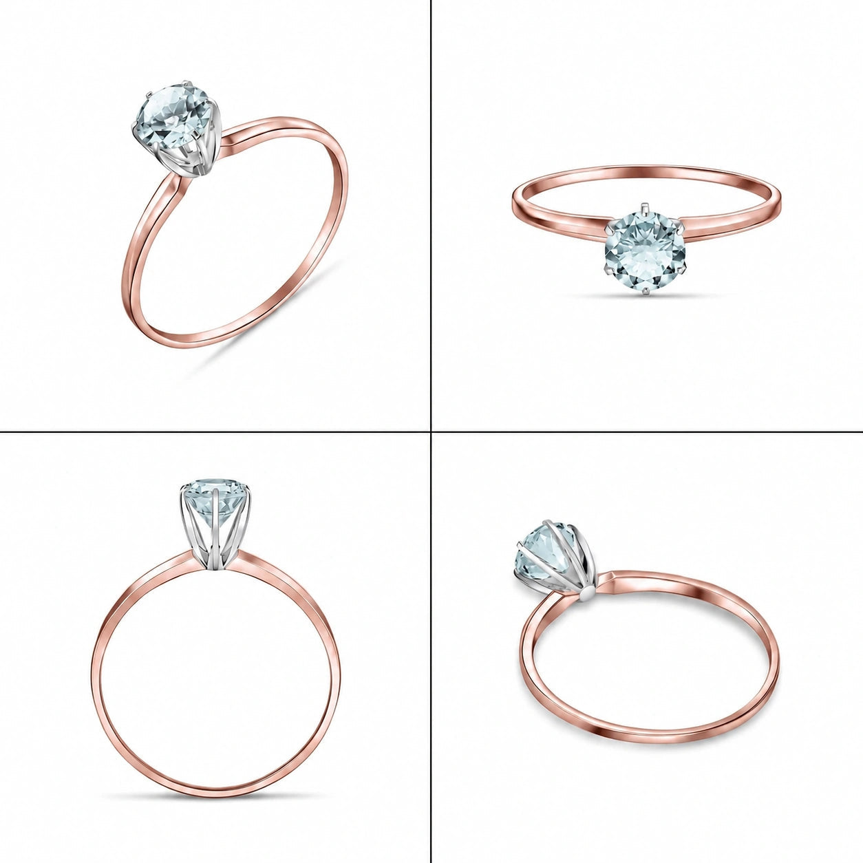 Rose Gold Ring Aquamarine 10K — Eufemia