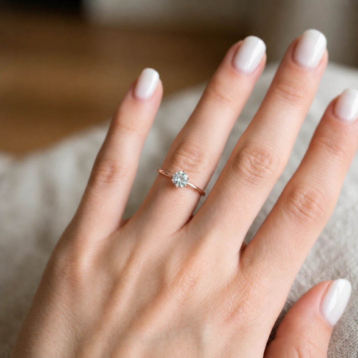 Rose Gold Ring Aquamarine 10K — Eufemia