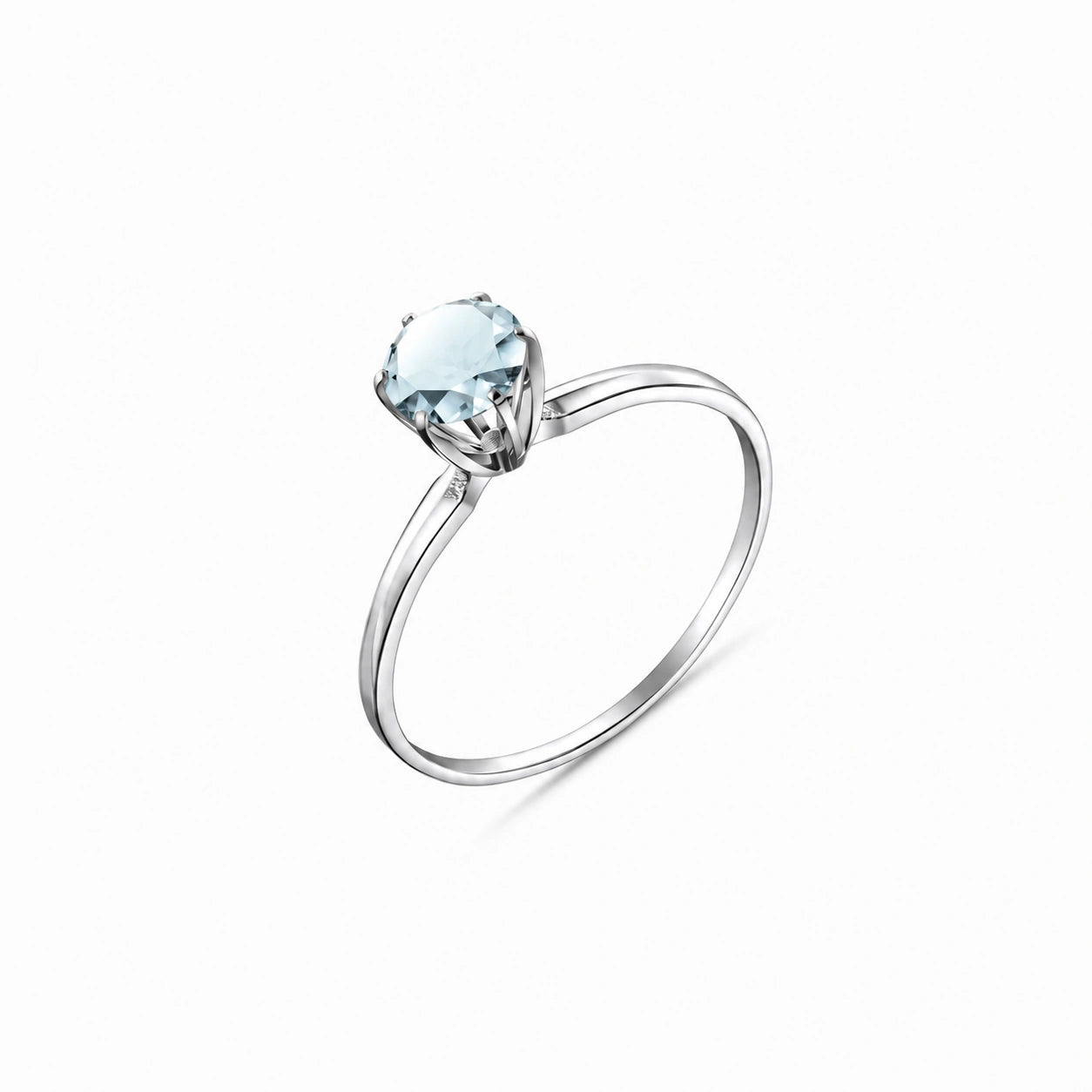 White Gold Ring Aquamarine 10K — Eufemia