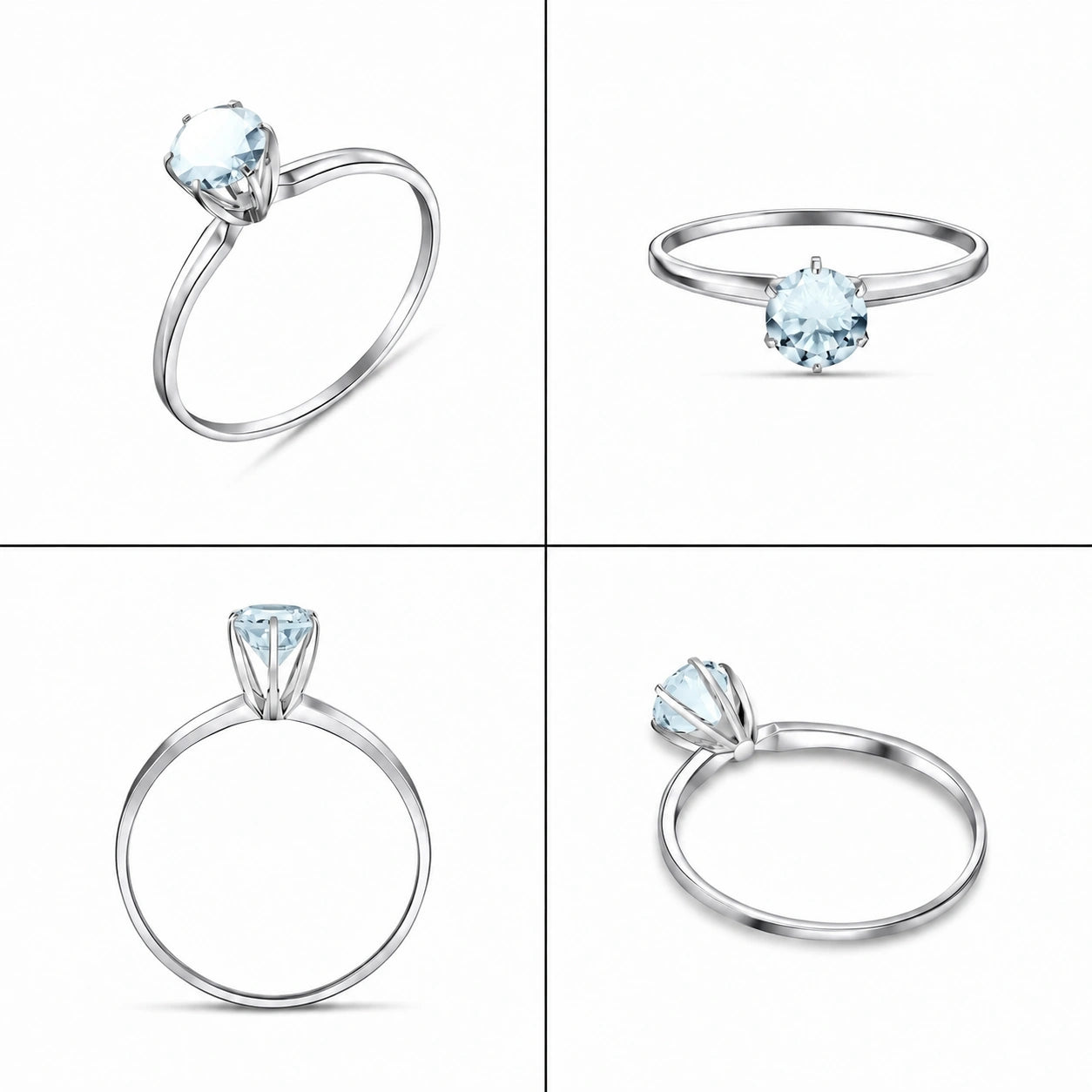 White Gold Ring Aquamarine 10K — Eufemia