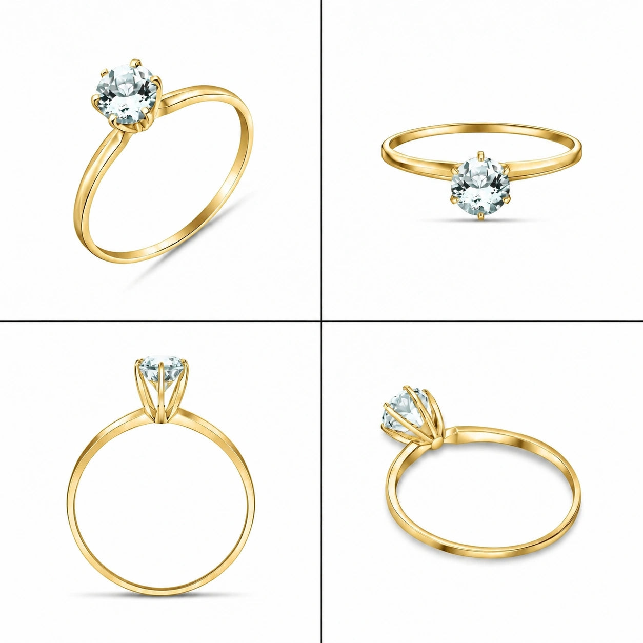 Yellow Gold Ring Aquamarine 10K — Eufemia