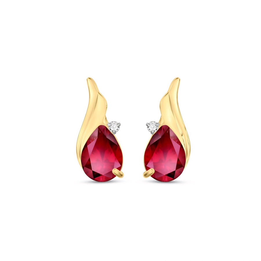Yellow Gold Signature Stud Earrings Ruby 10K — Tosca