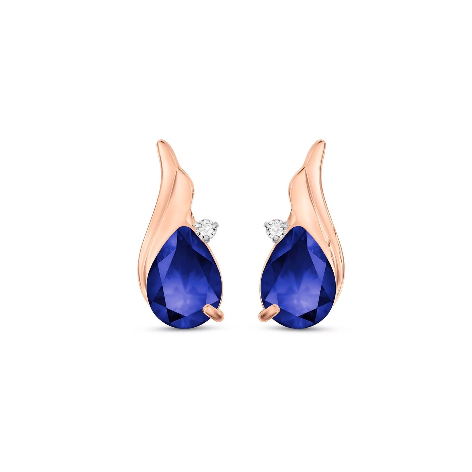 Rose Gold Signature Stud Earrings Sapphire 10K — Tosca