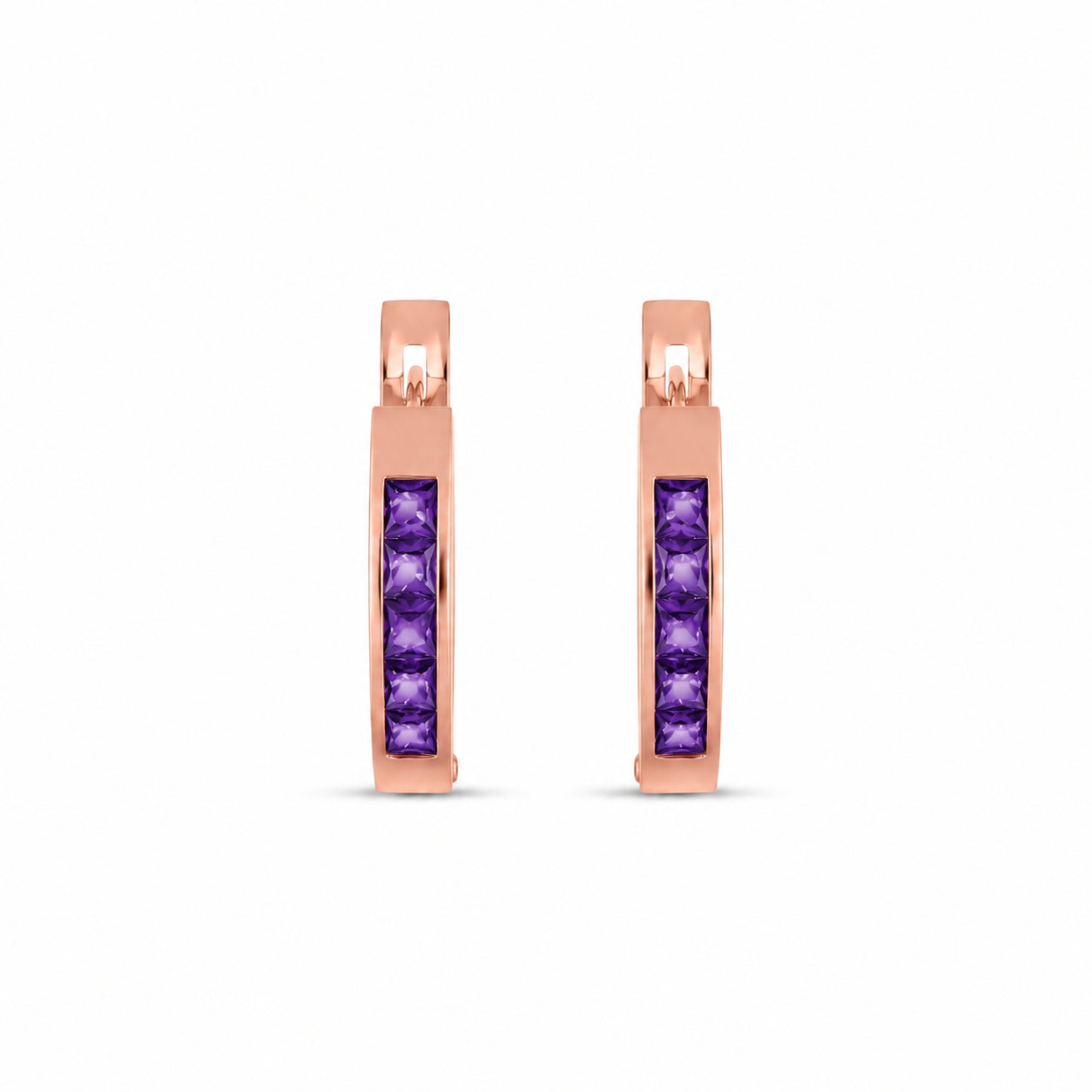Rose Gold Heritage Earrings Amethyst 10K — Celestina