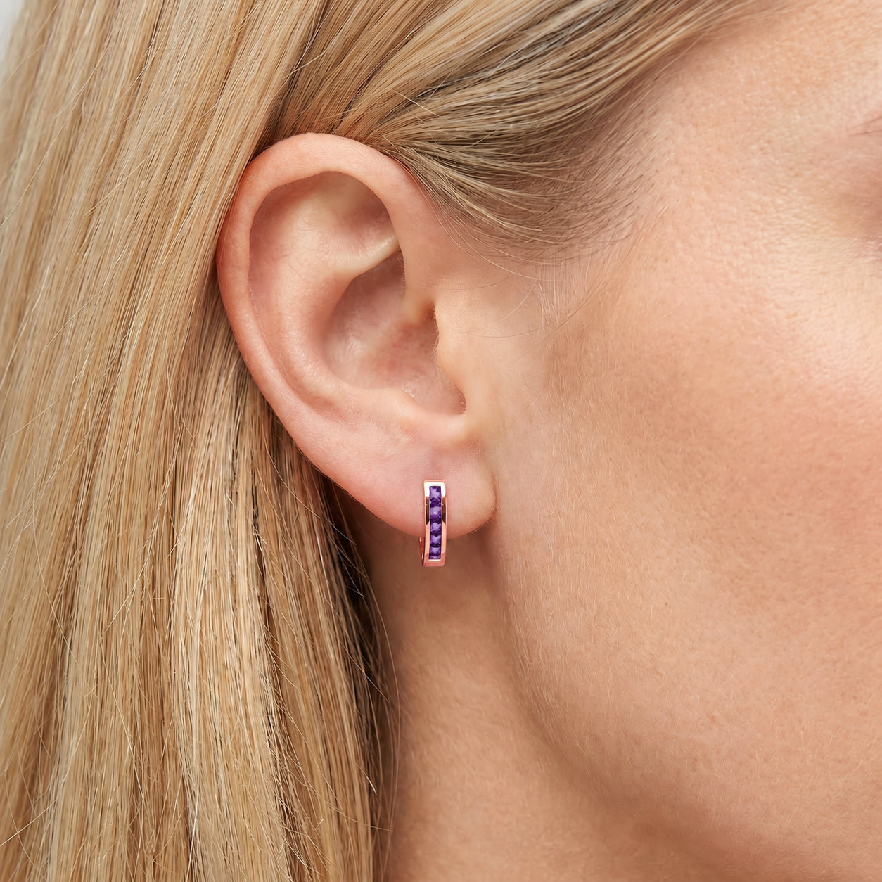 Rose Gold Heritage Earrings Amethyst 10K — Celestina