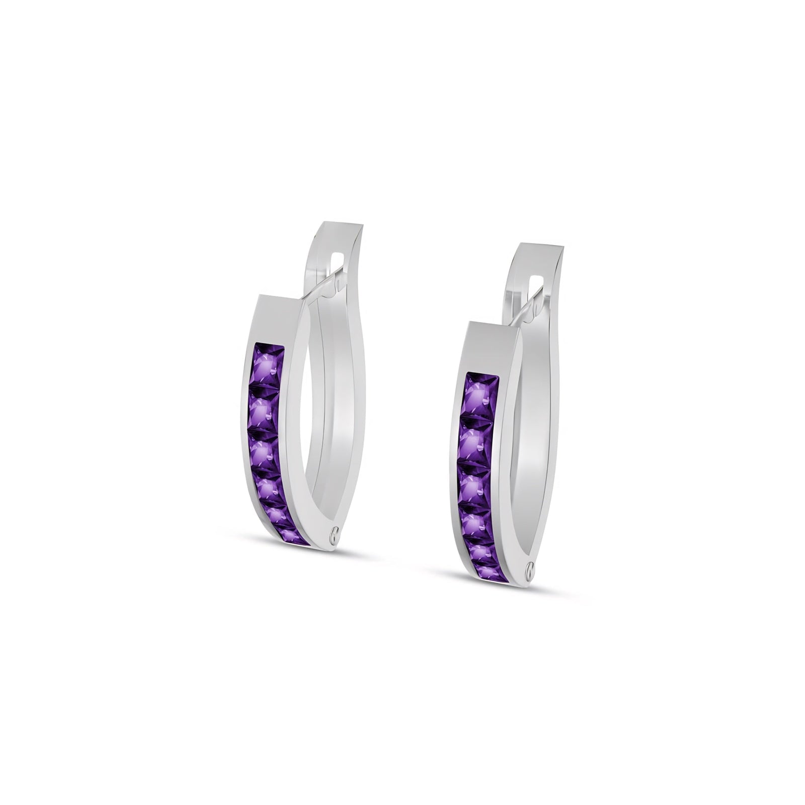 White Gold Heritage Earrings Amethyst 10K — Celestina