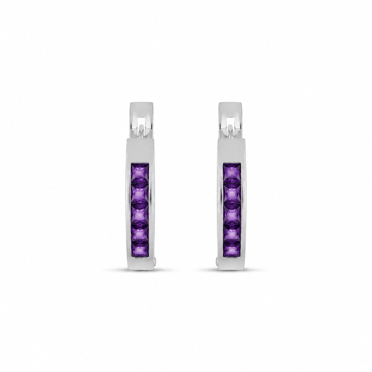 White Gold Heritage Earrings Amethyst 10K — Celestina