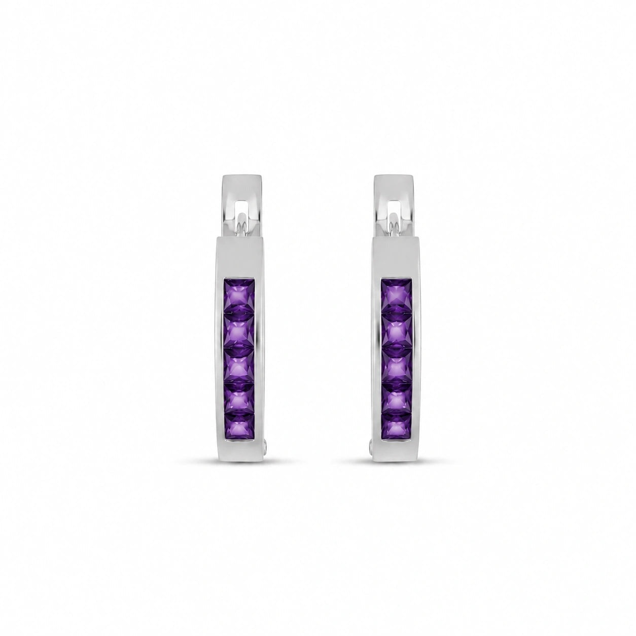 White Gold Heritage Earrings Amethyst 10K — Celestina