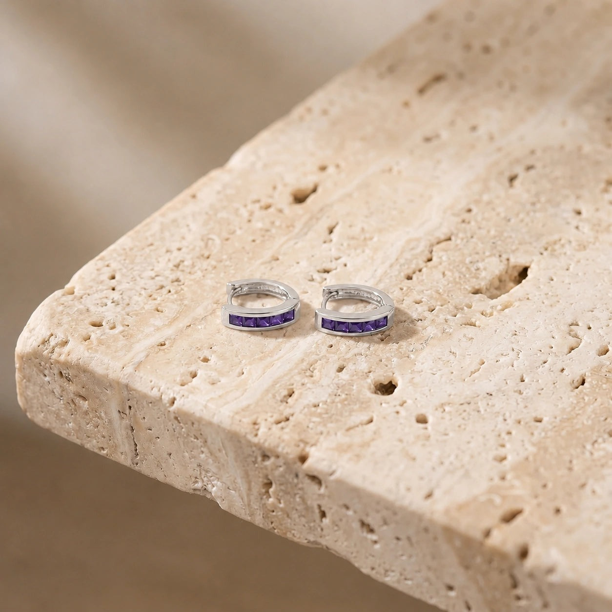 White Gold Heritage Earrings Amethyst 10K — Celestina