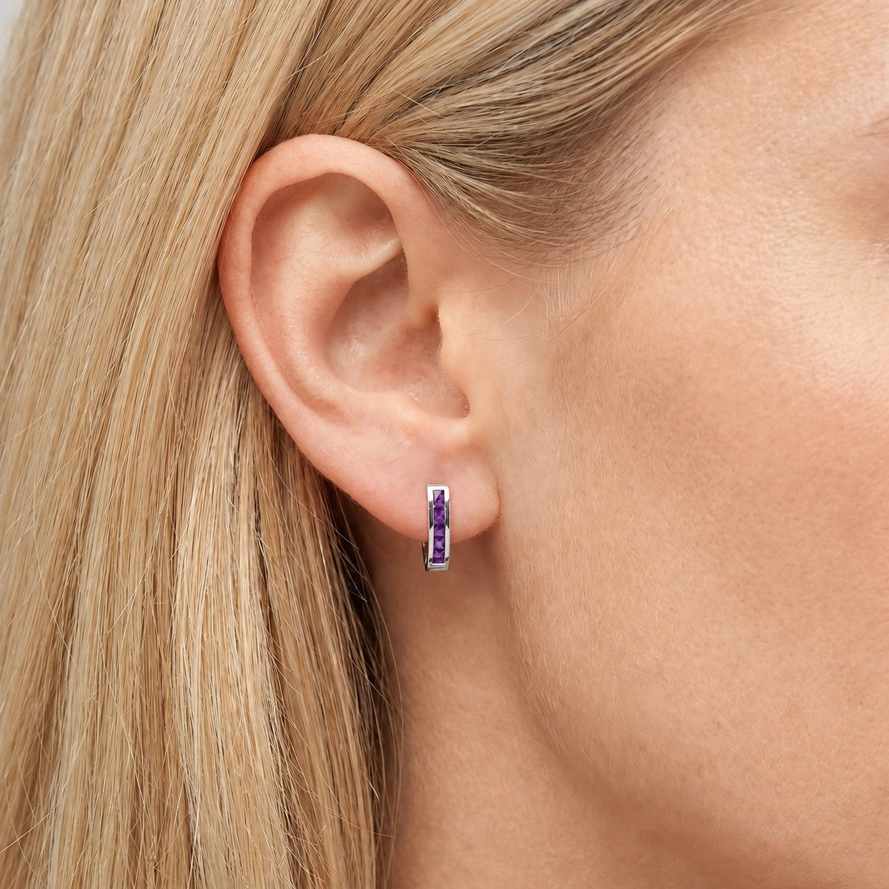 White Gold Heritage Earrings Amethyst 10K — Celestina