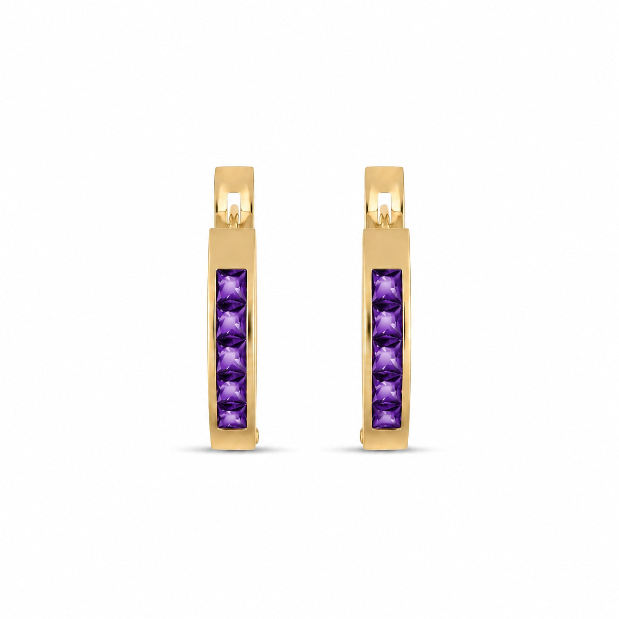 Yellow Gold Heritage Earrings Amethyst 10K — Celestina