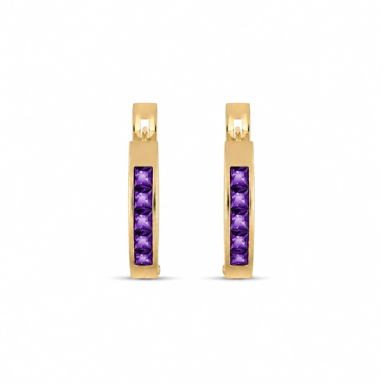 Yellow Gold Heritage Earrings Amethyst 10K — Celestina