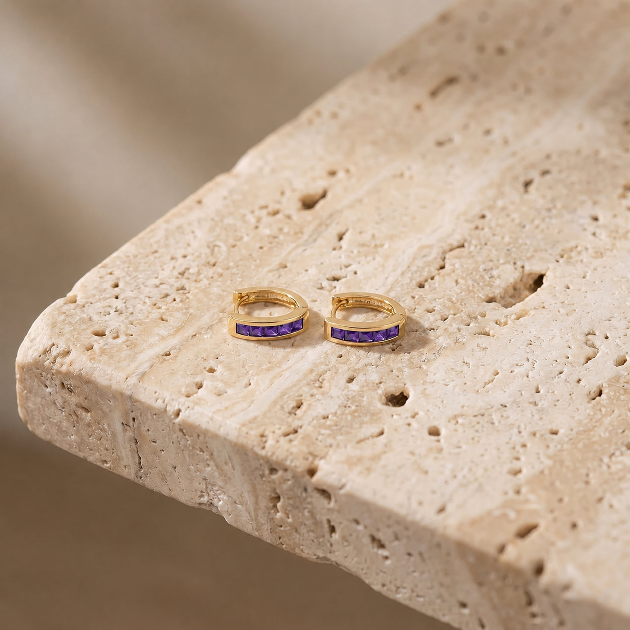 Yellow Gold Heritage Earrings Amethyst 10K — Celestina