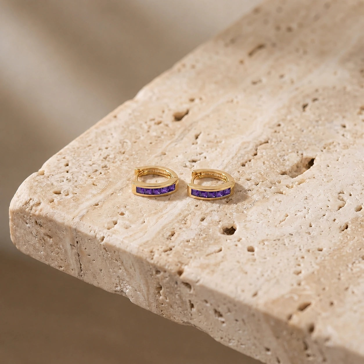 Yellow Gold Heritage Earrings Amethyst 10K — Celestina
