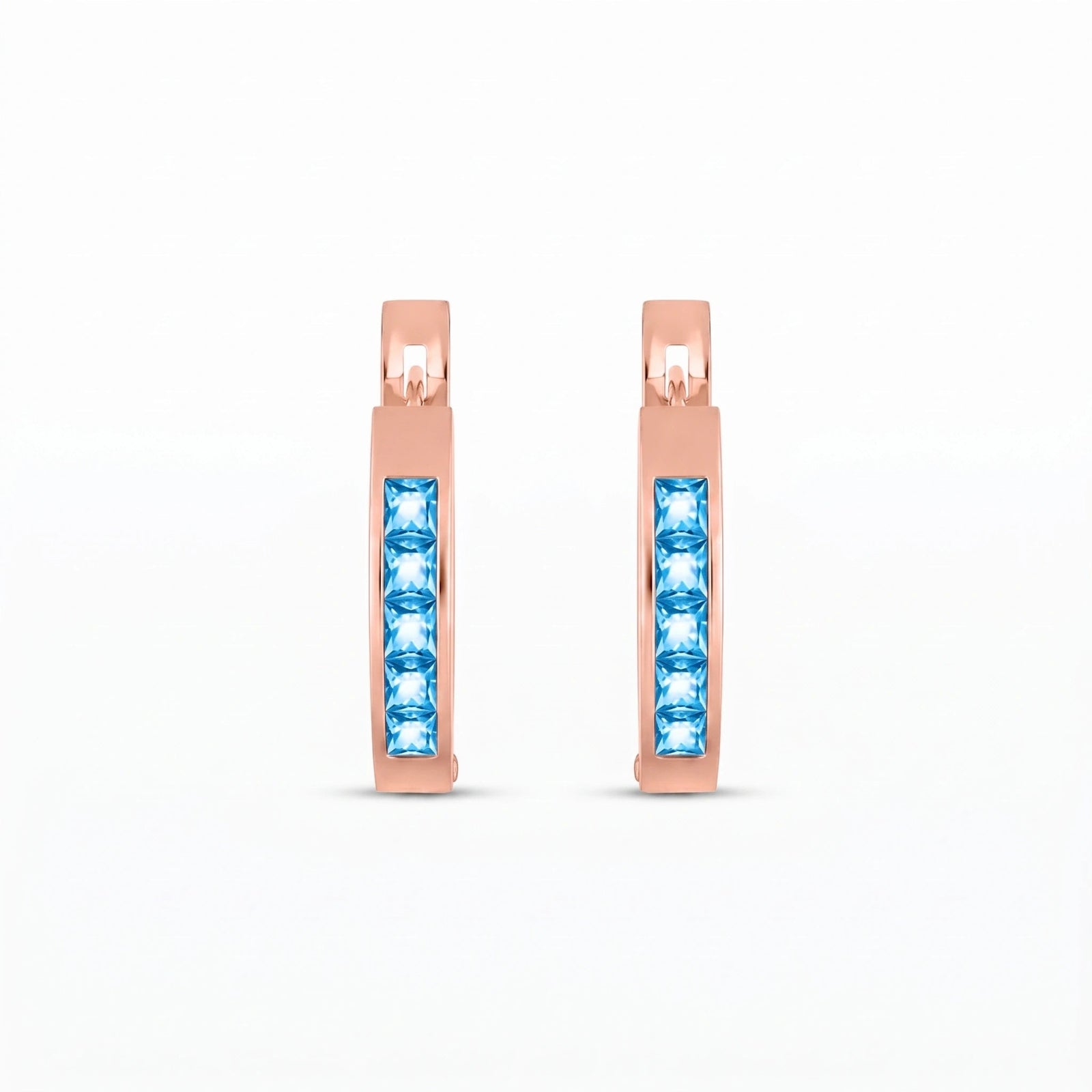 Rose Gold Heritage Earrings Blue Topaz 10K — Celestina