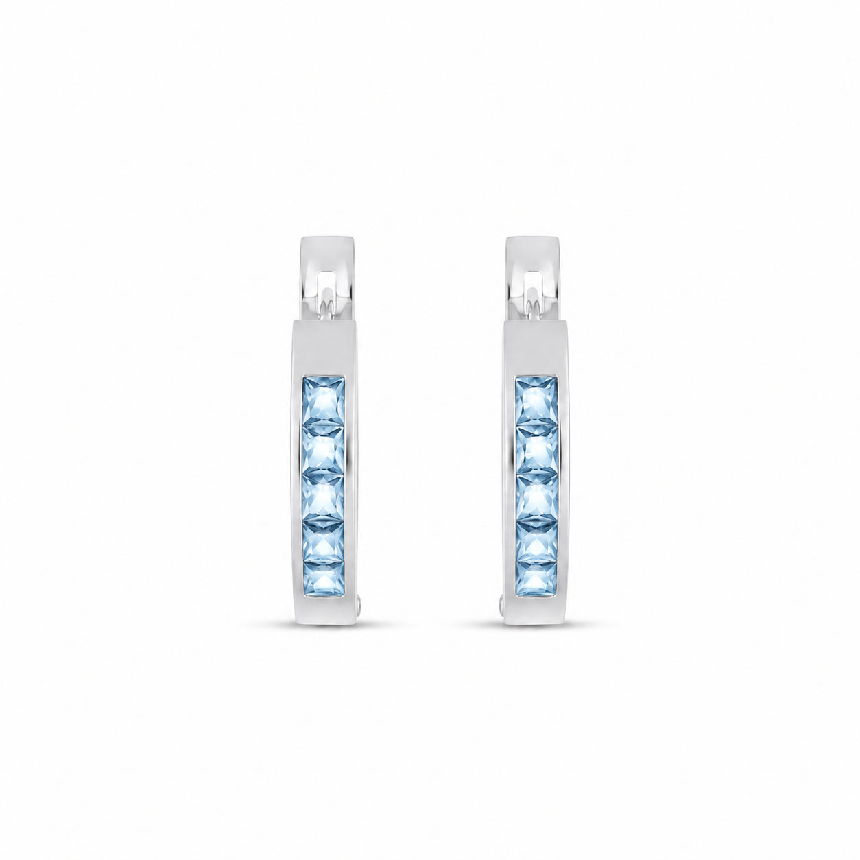 White Gold Heritage Earrings Blue Topaz 10K — Celestina