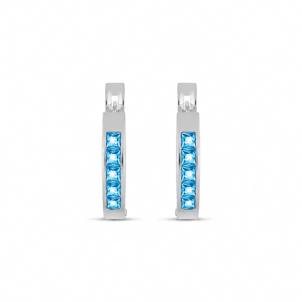 White Gold Heritage Earrings Blue Topaz 10K — Celestina