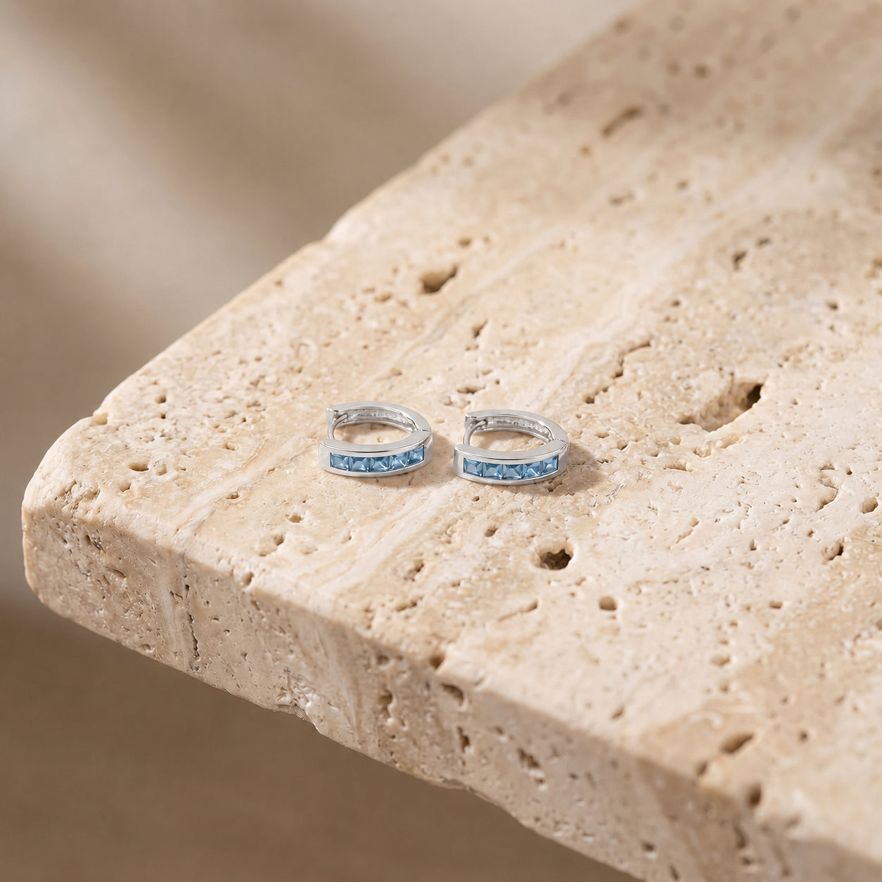 White Gold Heritage Earrings Blue Topaz 10K — Celestina