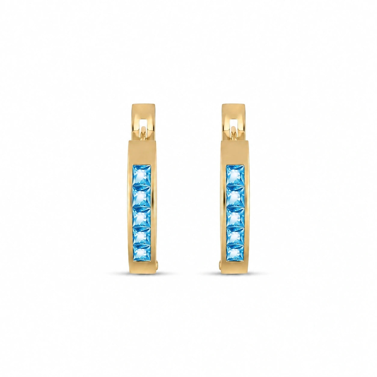 Yellow Gold Heritage Earrings Blue Topaz 10K — Celestina