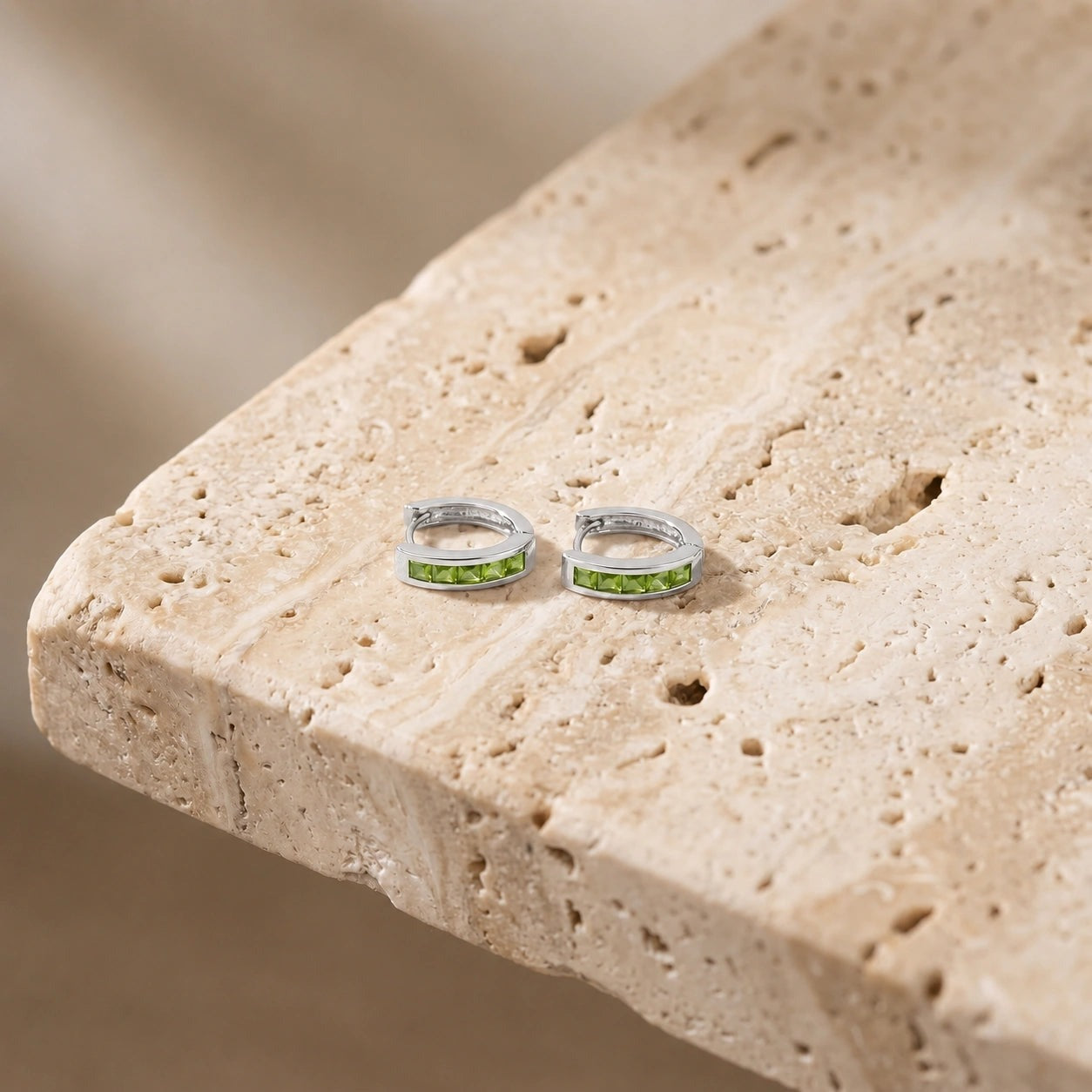 White Gold Heritage Earrings Peridot 10K — Celestina