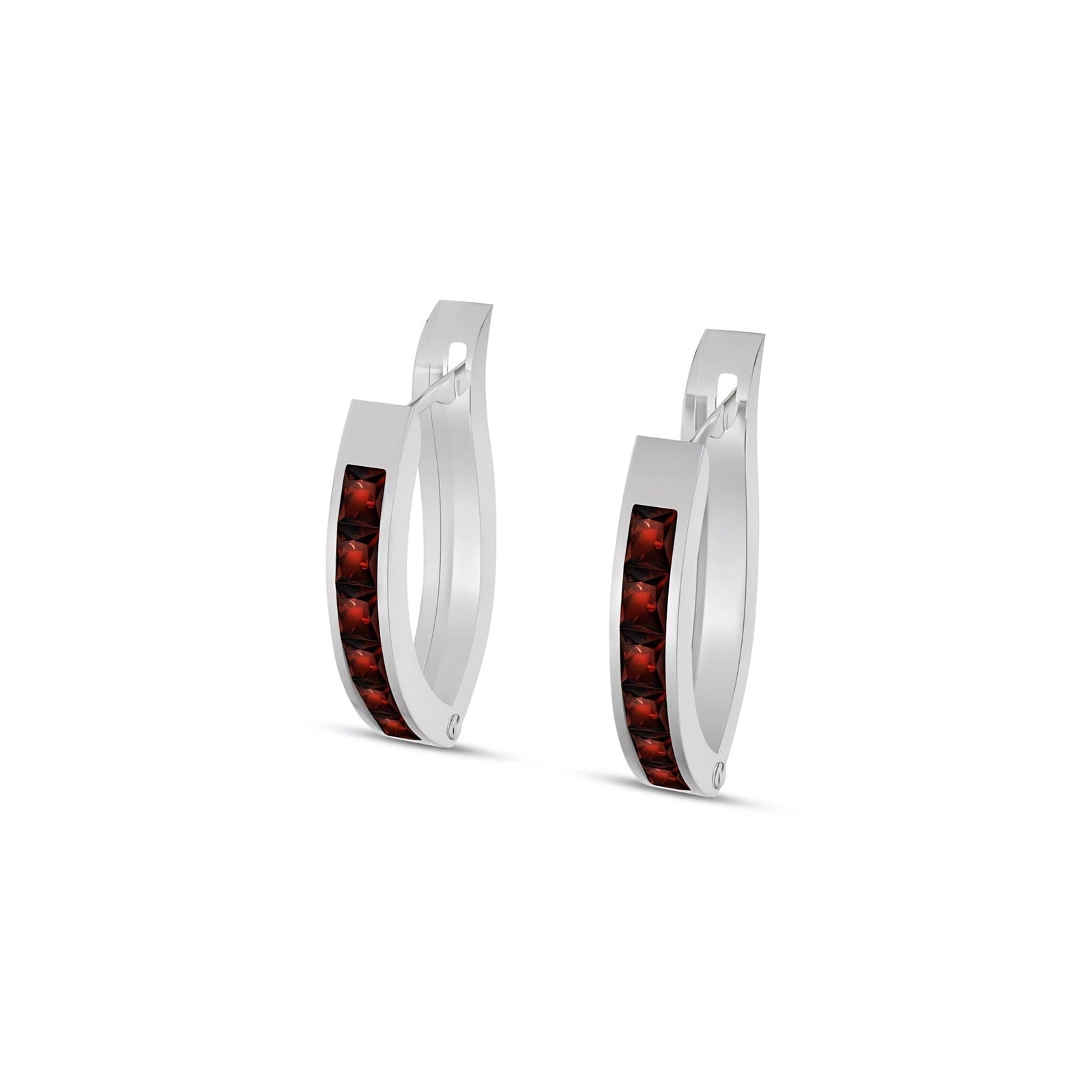 White Gold Heritage Earrings Garnet 10K — Celestina