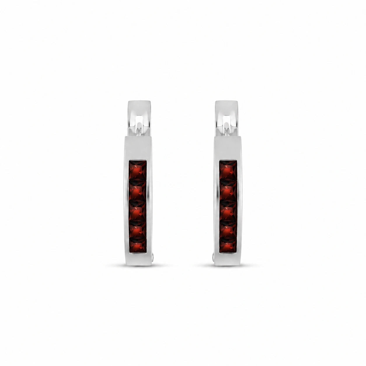 White Gold Heritage Earrings Garnet 10K — Celestina
