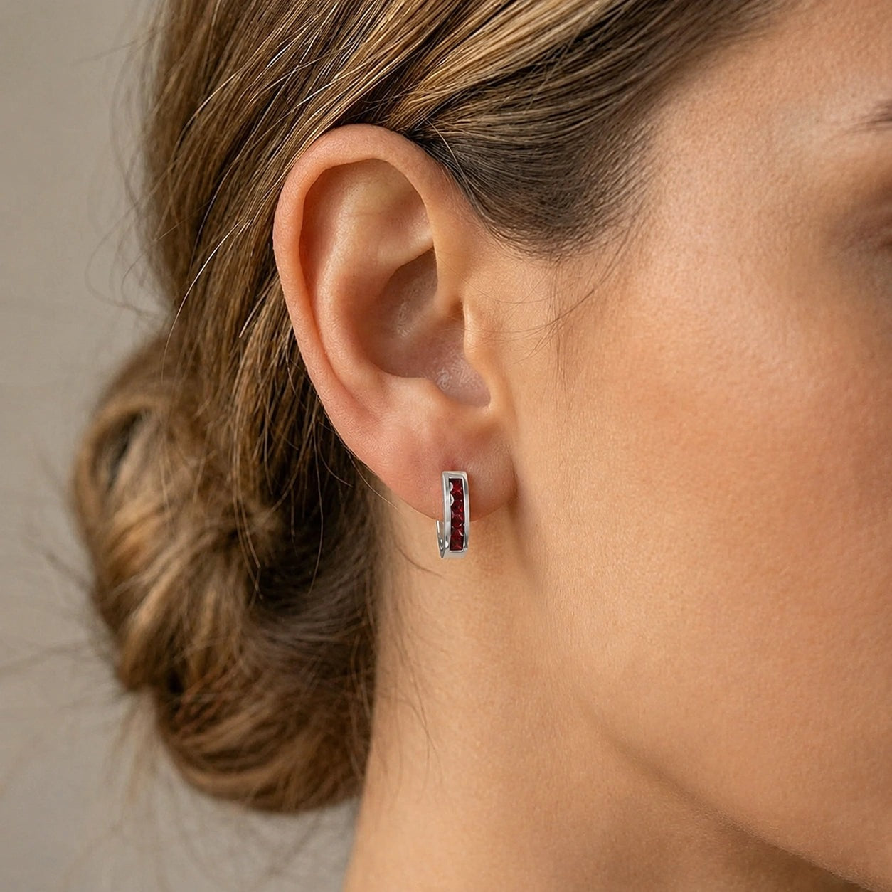 White Gold Heritage Earrings Garnet 10K — Celestina