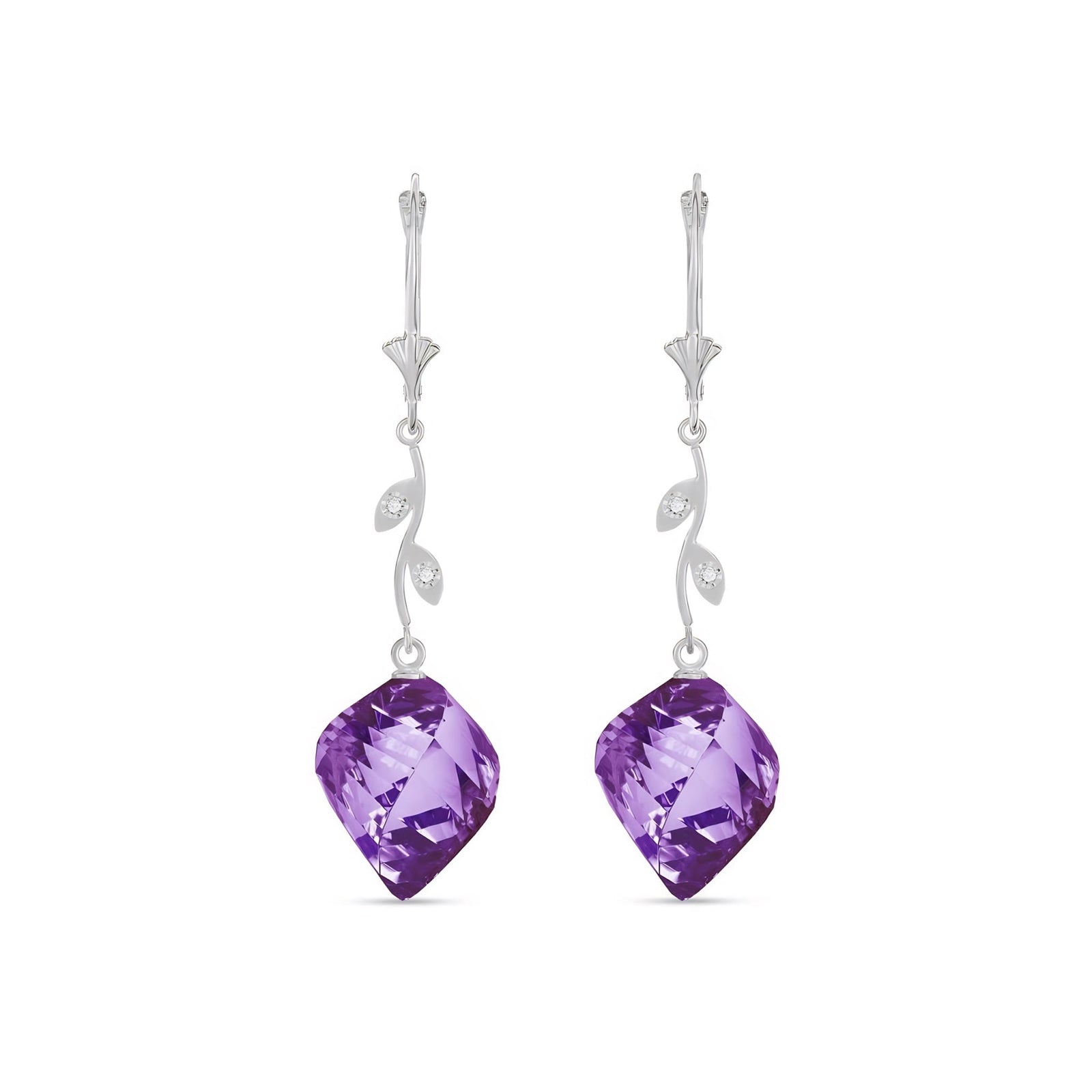 White Gold Earrings Amethyst 10K — Norina