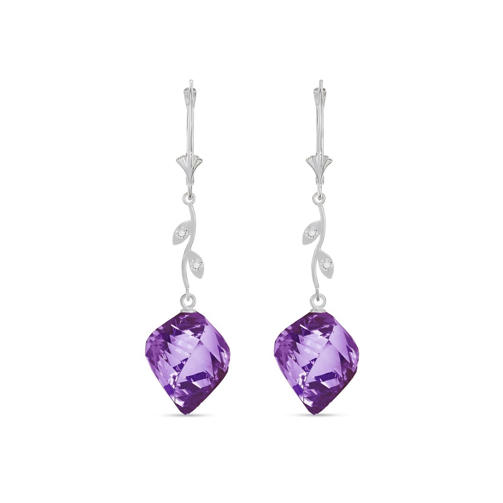 White Gold Earrings Amethyst 10K — Norina