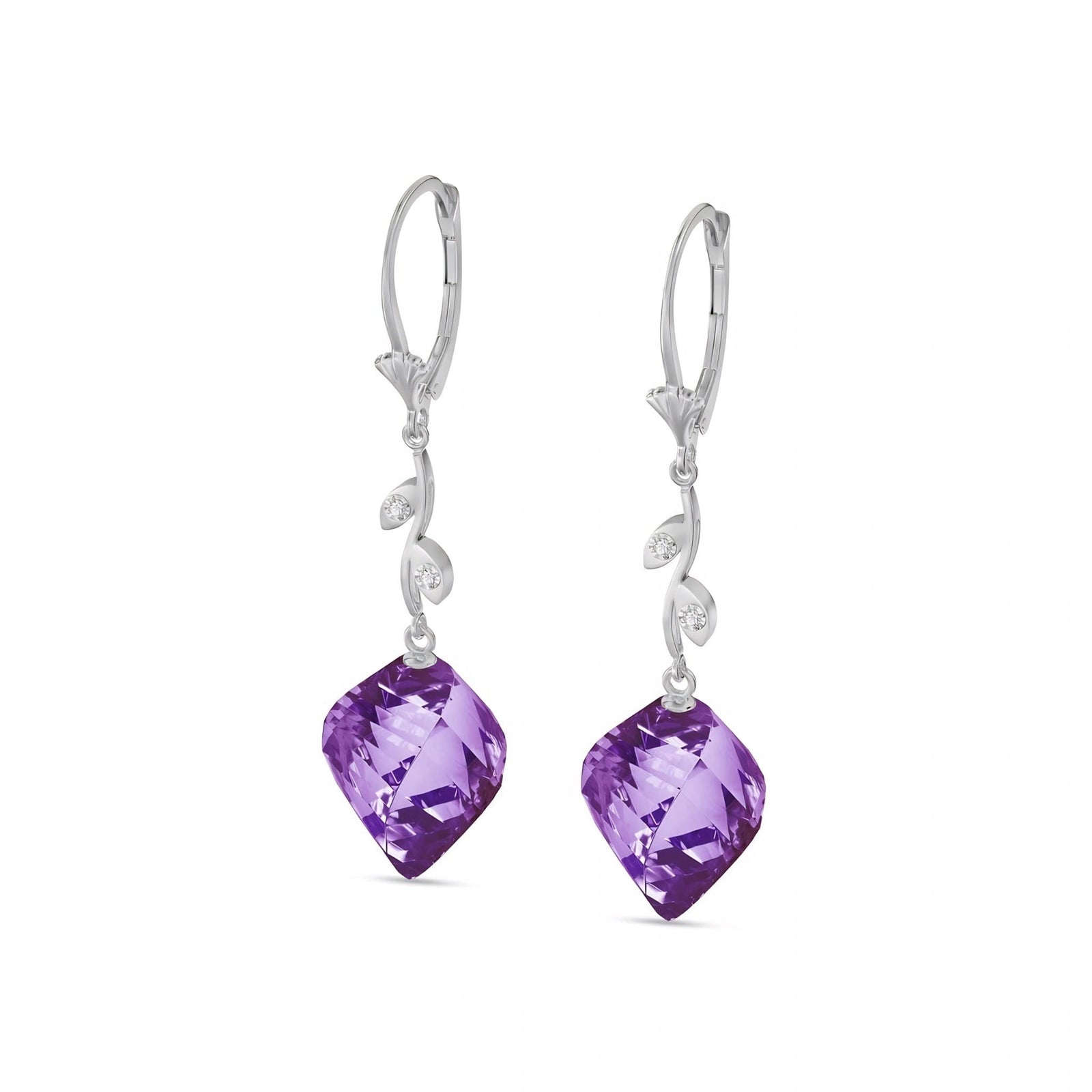 White Gold Earrings Amethyst 10K — Norina