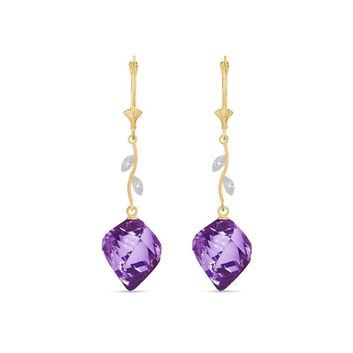 Yellow Gold Earrings Amethyst 10K — Norina
