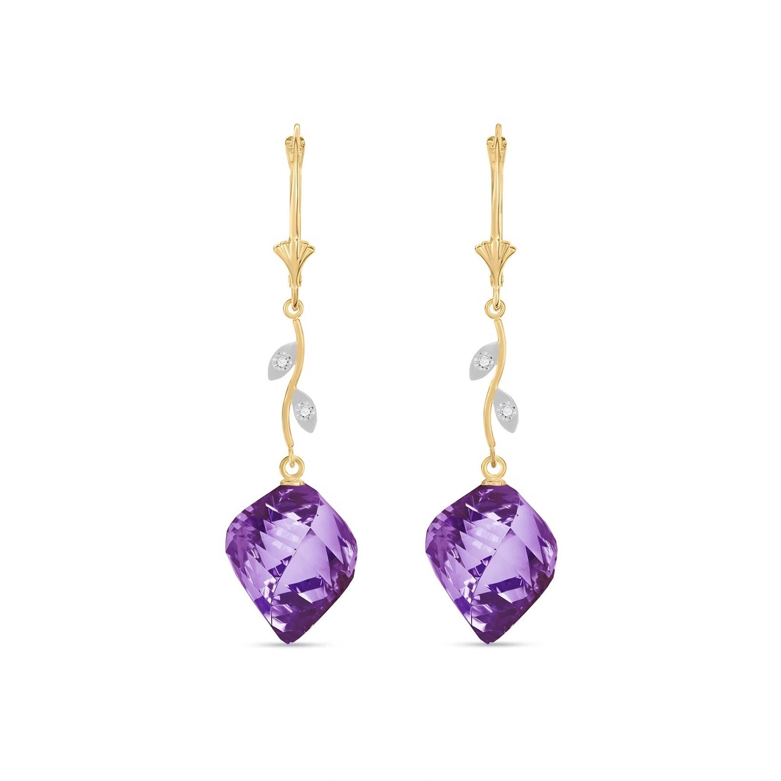 Yellow Gold Earrings Amethyst 10K — Norina