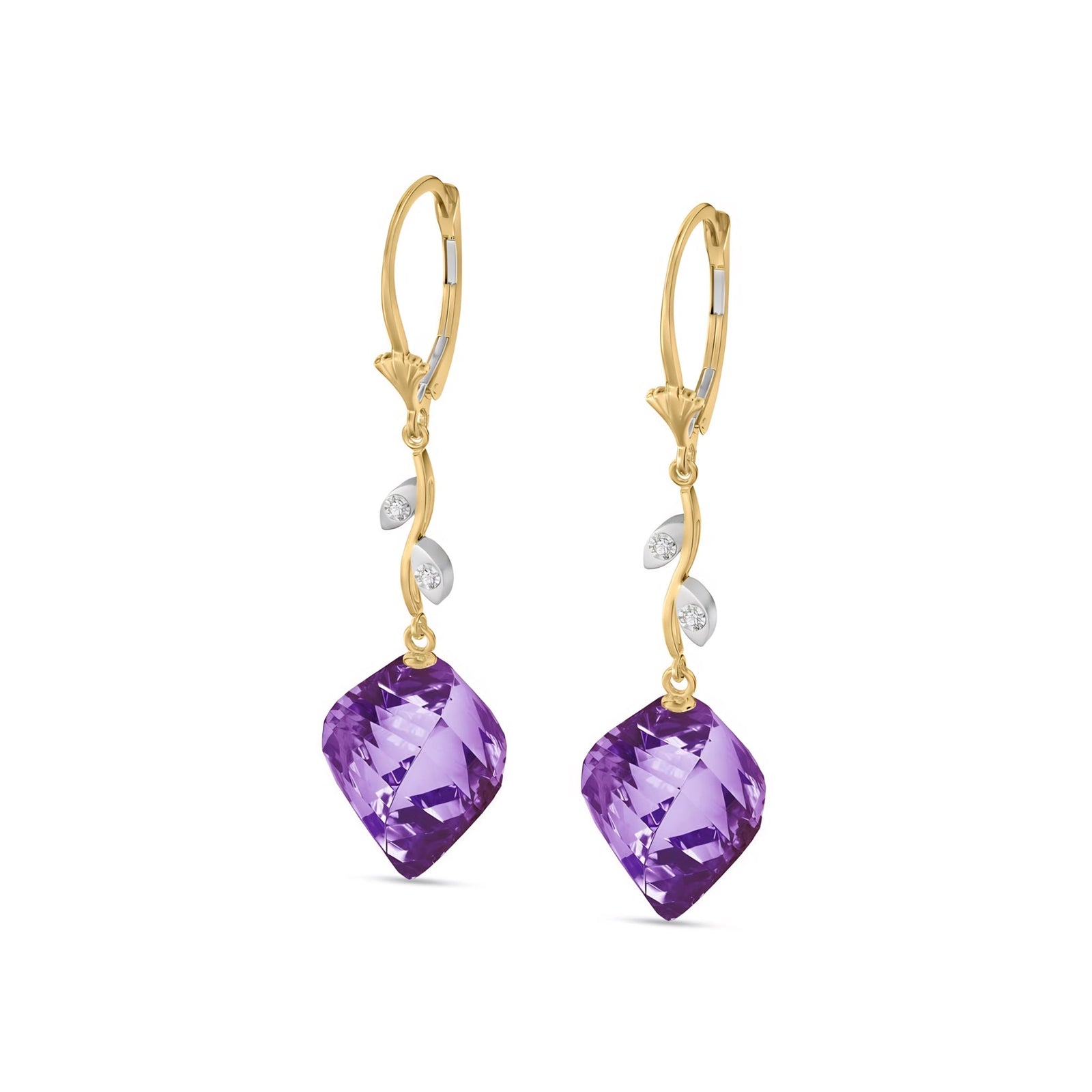 Yellow Gold Earrings Amethyst 10K — Norina