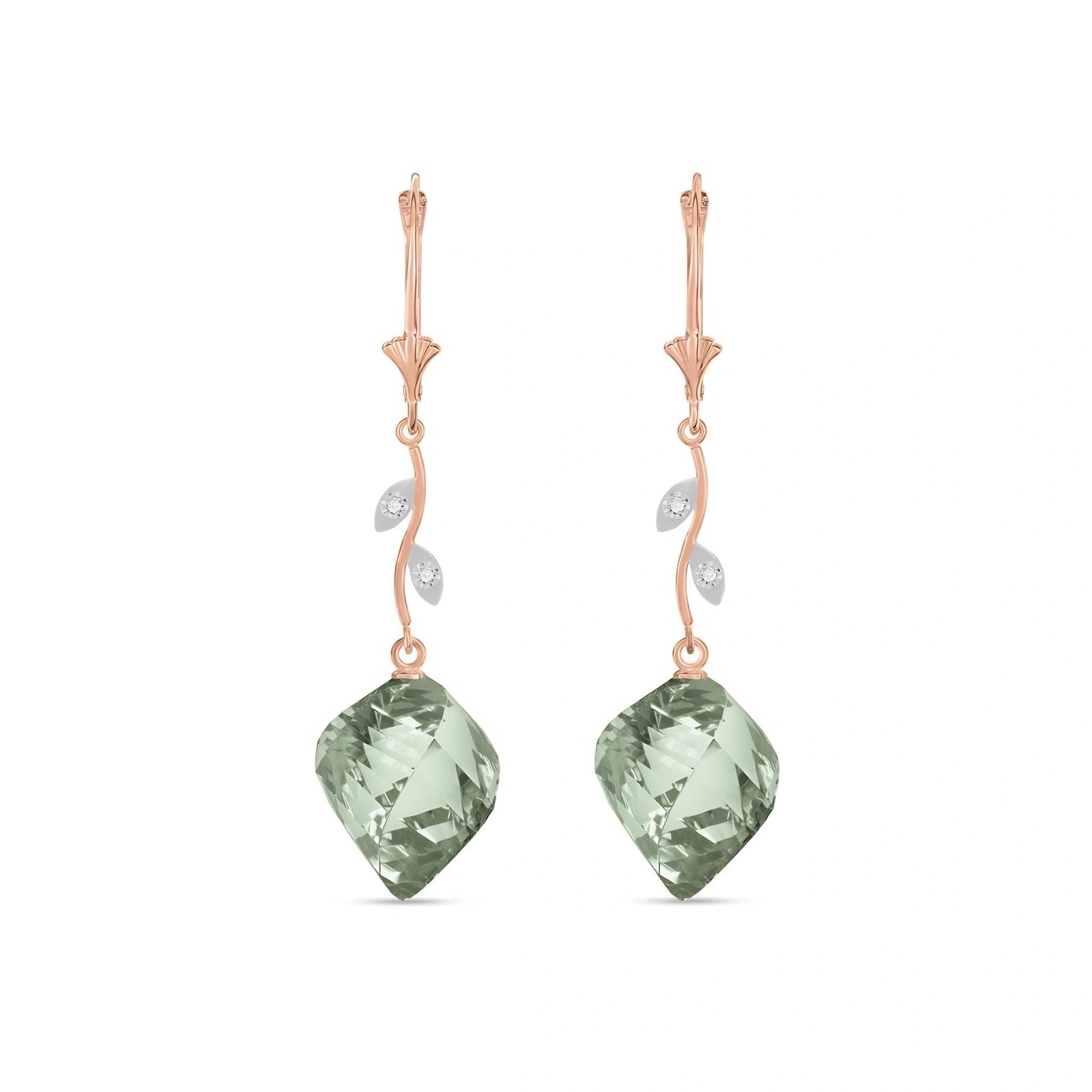Rose Gold Earrings Green Amethyst 10K — Norina
